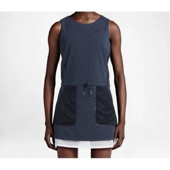 Nike Dresses & Skirts - Nike Premium Tech Blue Pack Jersey Performance Tank Dress M 811775-473